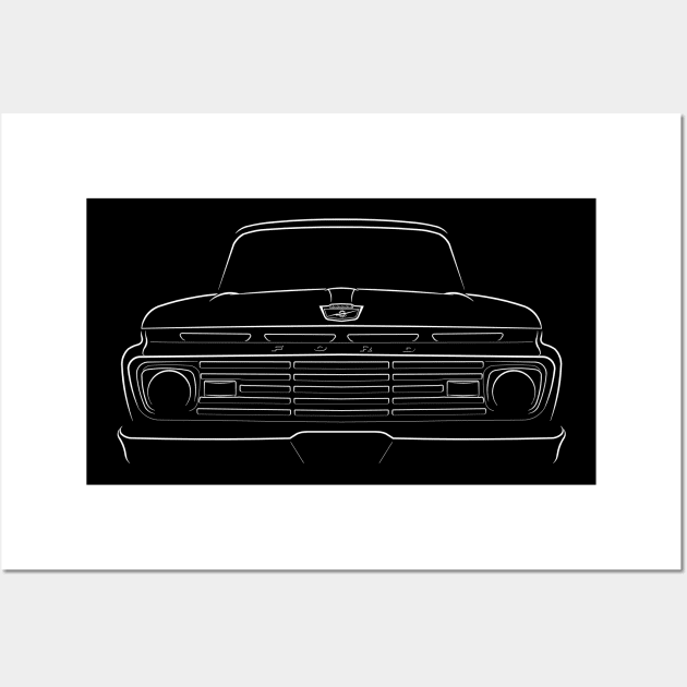 front/profile - 1963 Ford F-100 - stencil, white Wall Art by mal_photography